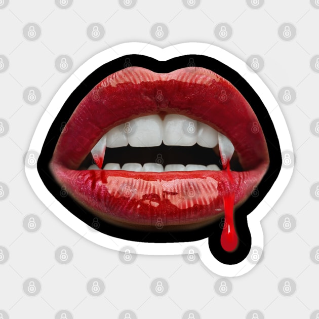 Vampire Bloody fang Sexy Lips Halloween costume T-Shirt Tee Sticker by creative